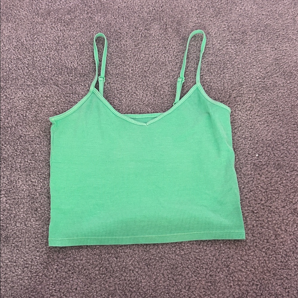 Aerie Green Ribbed Camisole Top